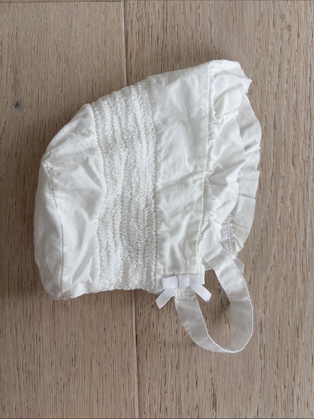 Janie and Jack Ivory Ruffle Baby Bonnet